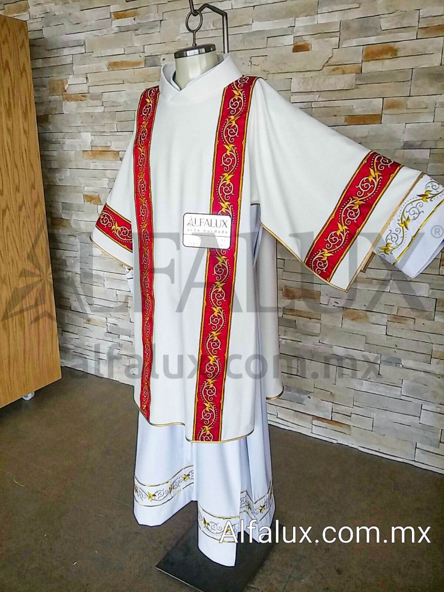 15 CARDENAL Blanco RojoQuem Dalmatica Doble Raya Mangas 743